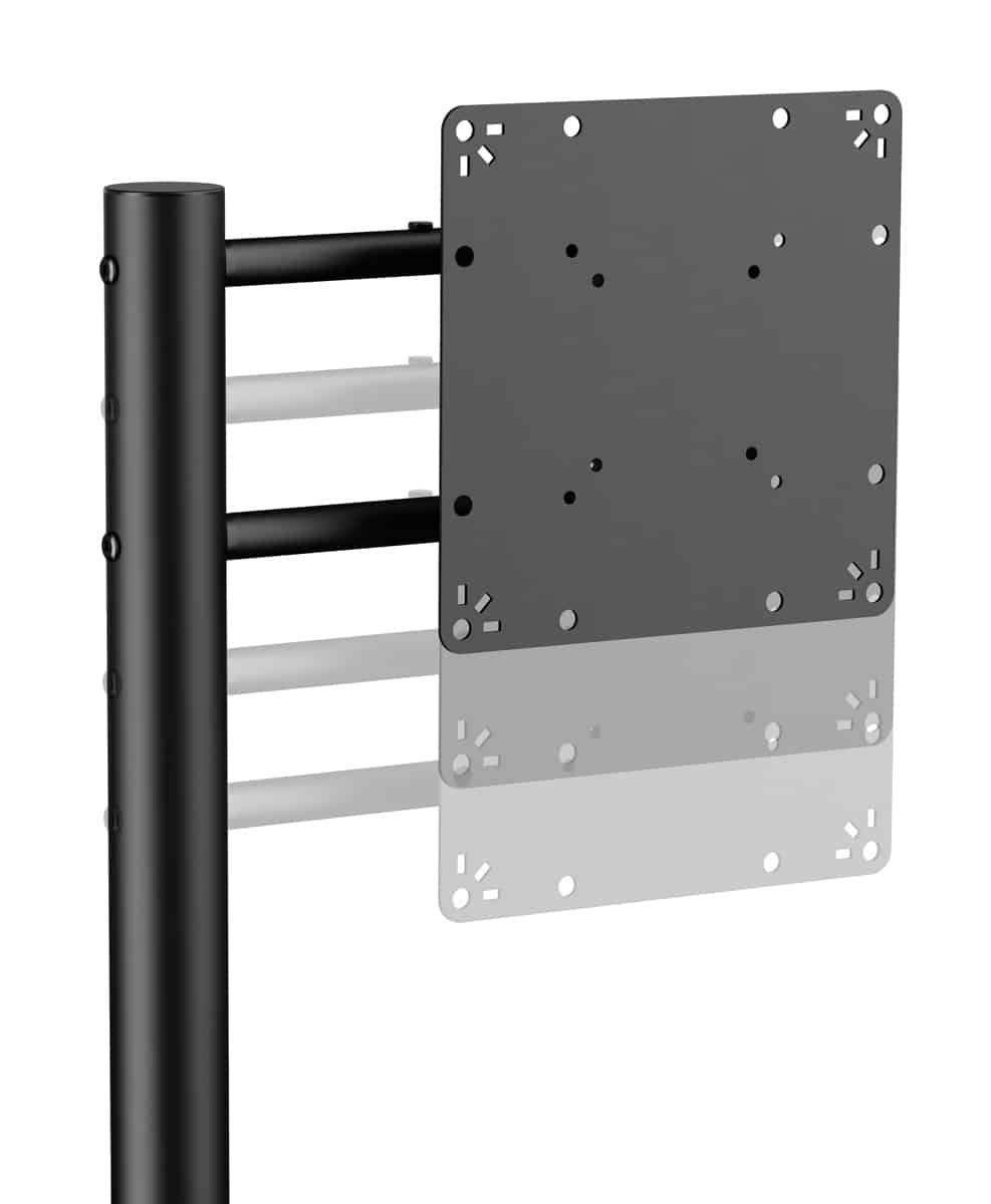 BRATECK βάση τηλεόρασης δαπέδου FS54-22T-02W, 17-43", έως 15kg, με ράφι & ροδάκια, μαύρη - Image 2