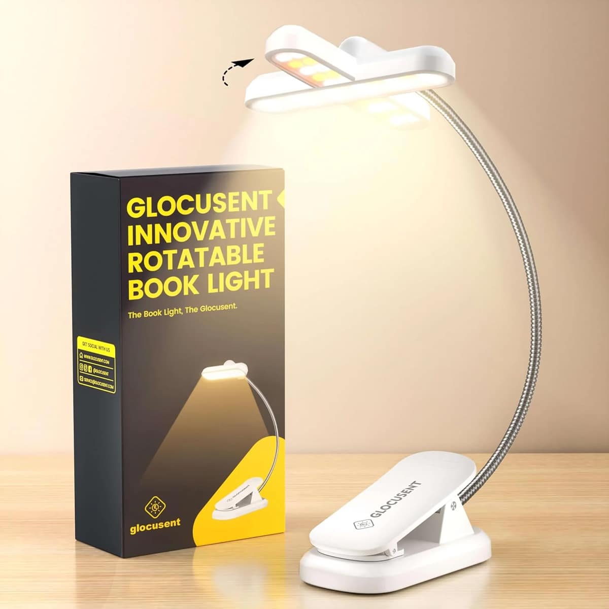 GLOCUSENT LED φακός διαβάσματος GLCSNTA2404, επαναφορτιζόμενος, έως 60lm, λευκός - Image 5