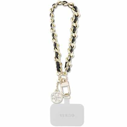Guess GUOUCHSAMC4K Universal Hand Strap με μαύρο λουράκι Saffiano Chain 4G Charm