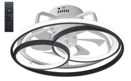 POWERTECH ανεμιστήρας οροφής HLL-0108 με LED φως, 50W, Φ50x21cm, μαύρος