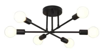 POWERTECH φωτιστικό οροφής HLL-0151, 6x E27, μεταλλικό, μαύρο