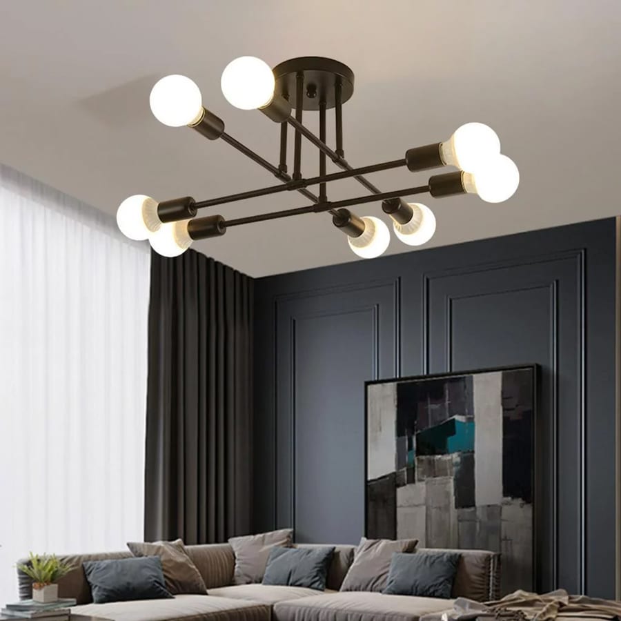 POWERTECH φωτιστικό οροφής HLL-0152, 8x E27, μεταλλικό, μαύρο - Image 2
