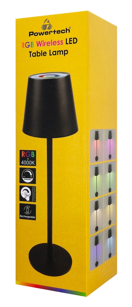 POWERTECH LED επιτραπέζιο φωτιστικό HLL-0195, RGB, ρυθμιζόμενο, επαναφορτιζόμενο, μαύρο - Image 5