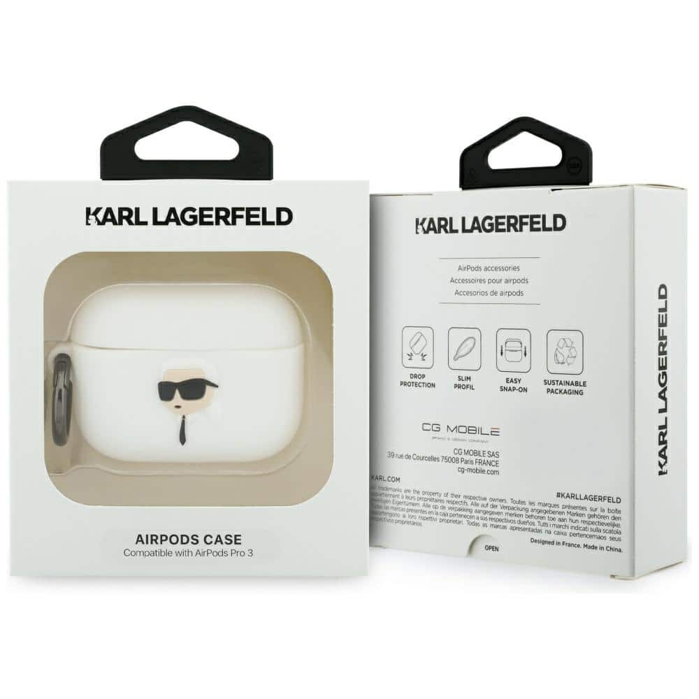 Θήκη Karl Lagerfeld Silicone Karl Head 3D για AirPods Pro 3 λευκή - Image 4