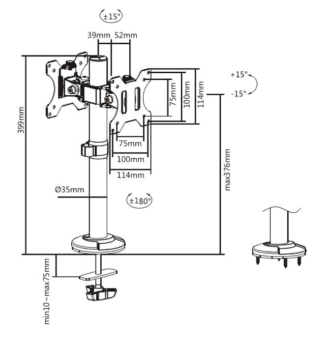 BRATECK βάση γραφείου για 2x οθόνες LDT40-G02, 17-32", έως 8kg - Image 5
