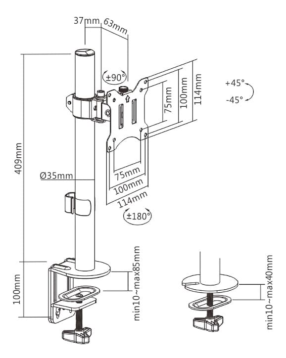 BRATECK βάση γραφείου οθόνης LDT57-C01, 17-32", έως 9kg - Image 5