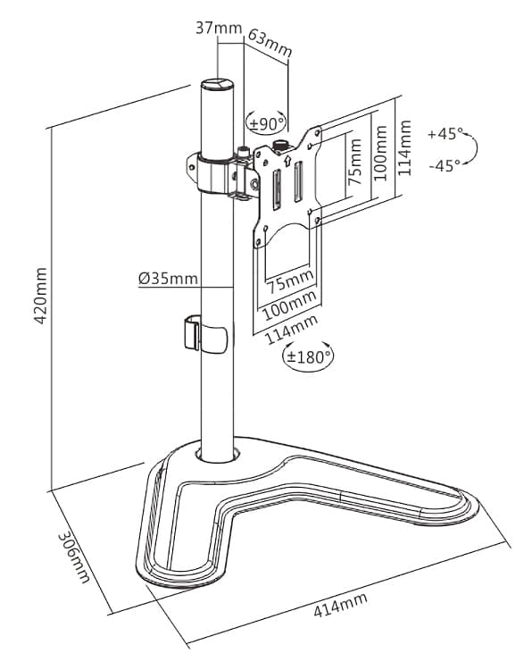 BRATECK βάση γραφείου οθόνης LDT57-T01, 17-32", έως 9kg - Image 5