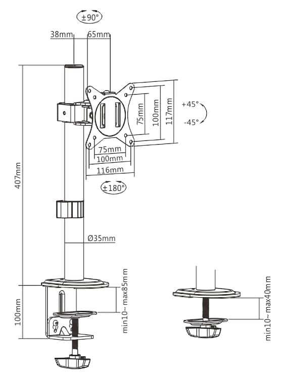 BRATECK βάση γραφείου οθόνης LDT66-C01, 17-32", έως 9kg - Image 4