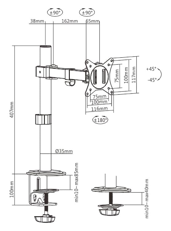 BRATECK βάση γραφείου οθόνης LDT66-C011, 17-32", έως 9kg - Image 5