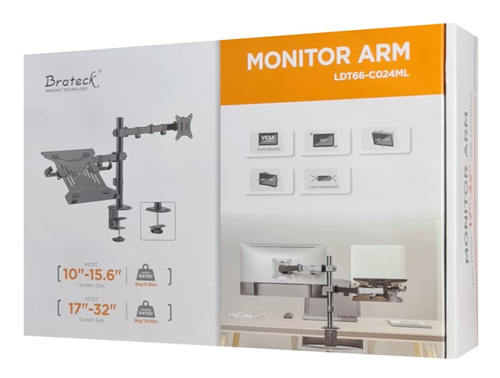 BRATECK βάση γραφείου οθόνης LDT66-C024ML, 17-32", έως 9kg, με θέση για laptop - Image 7