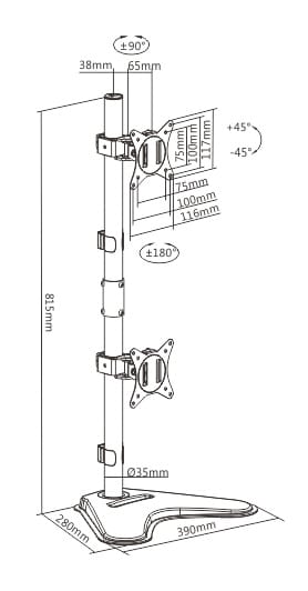 BRATECK βάση γραφείου για 2x οθόνες LDT66-T02V, 17-32", έως 9kg - Image 5