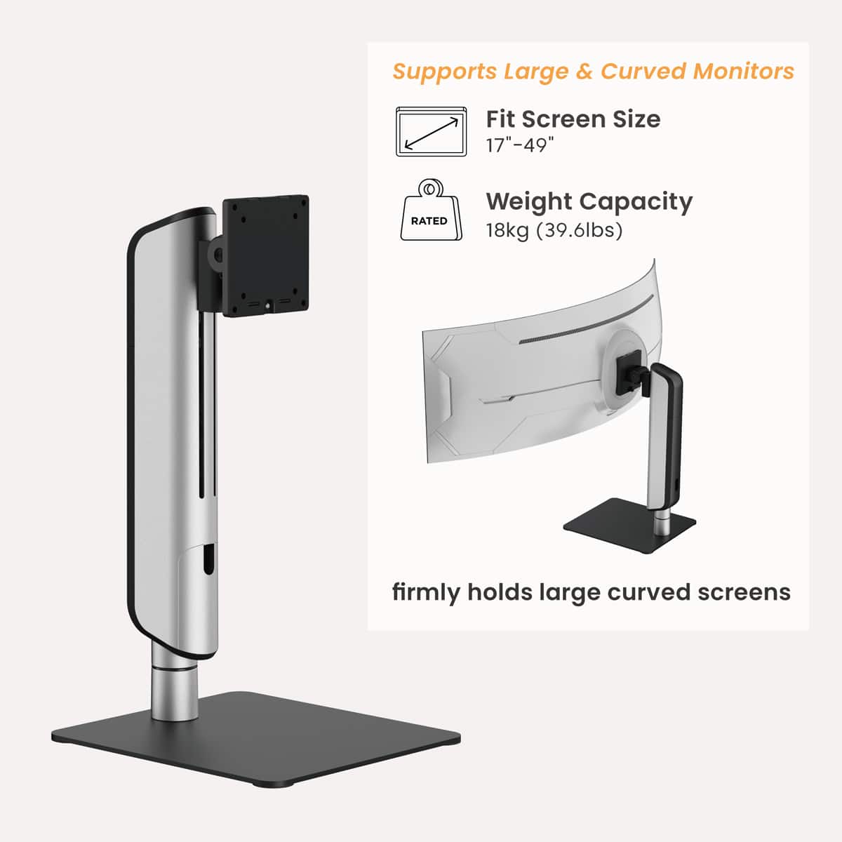 BRATECK βάση γραφείου οθόνης LDT70-T01, 17-49", έως 18kg, heavy duty - Image 4