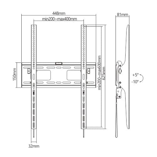 BRATECK επιτοίχια βάση τηλεόρασης LP42-64AT, 37-75", έως 75kg, οριζόντια - Image 7
