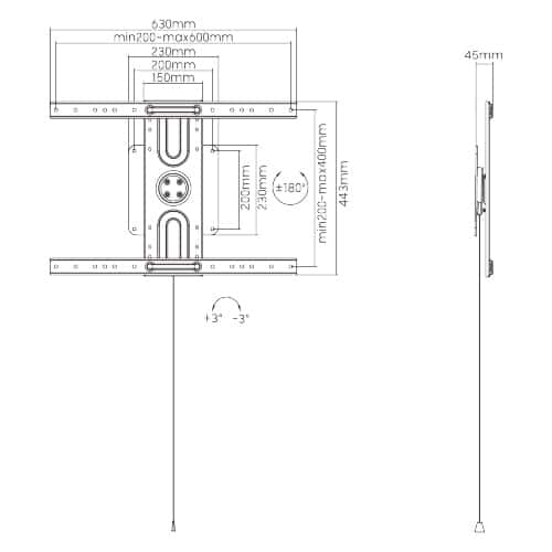 BRATECK επιτοίχια βάση τηλεόρασης LP69-46F , 37-80", έως 50kg - Image 9