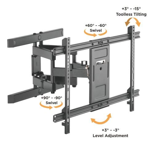 BRATECK επιτοίχια βάση τηλεόρασης LPA61-466, 37-80", έως 60kg, full motion - Image 4
