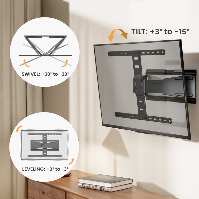BRATECK επιτοίχια βάση τηλεόρασης LPA79-464, 43-90", έως 50kg, full motion - Image 3