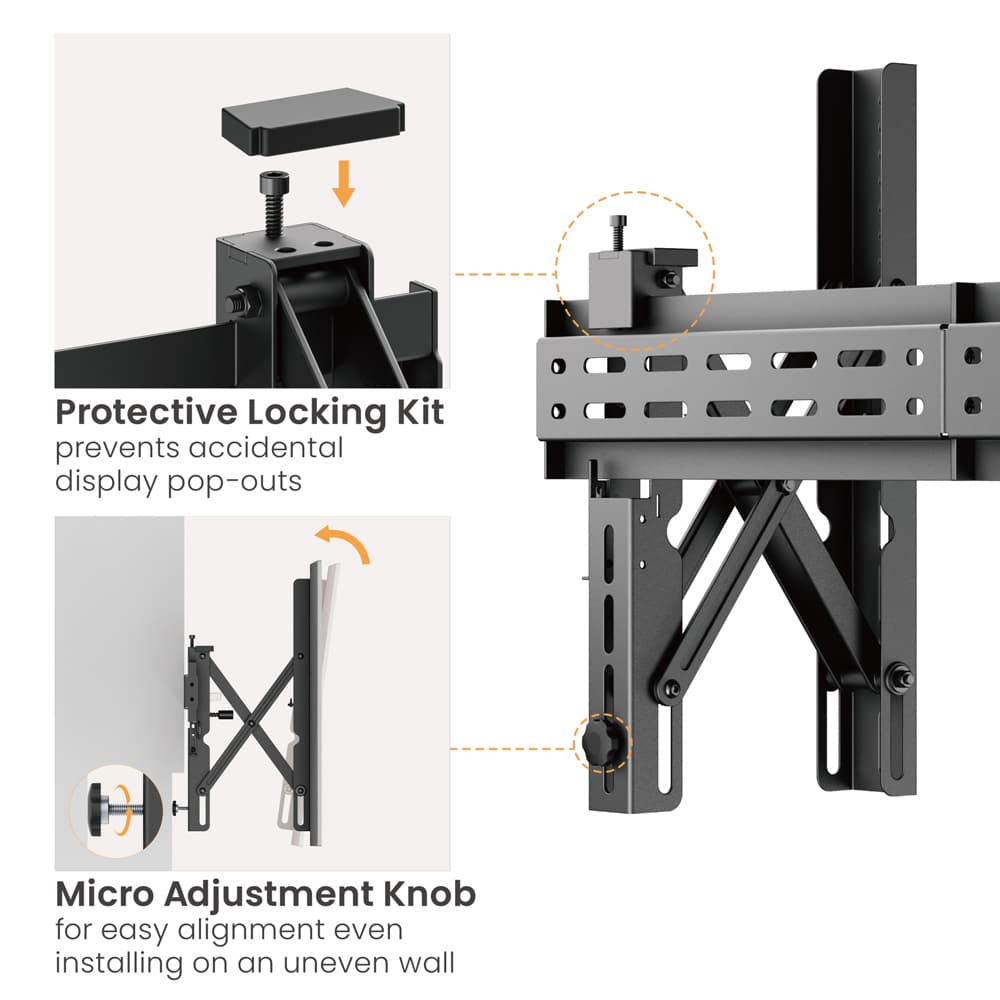 BRATECK επιτοίχια βάση τηλεόρασης LVW02E-46T, 37-70", έως 70kg, Pop-Out - Image 6