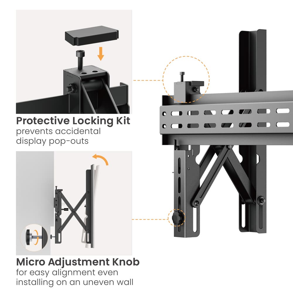 BRATECK επιτοίχια βάση τηλεόρασης LVW02E-48T, 37-70", έως 70kg, Pop-Out - Image 4