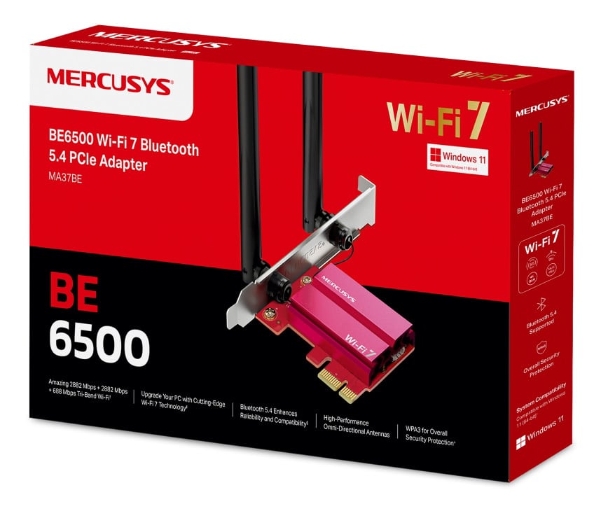 MERCUSYS κάρτα δικτύου WiFi 7 & Bluetooth MA37BE, 6500Mbps BE6500, PCIe, V1.0 - Image 8