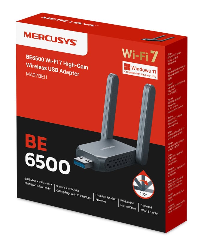 MERCUSYS ασύρματος USB αντάπτορας δικτύου MA37BEH, BE6500, Tri-Band, V1.0 - Image 3