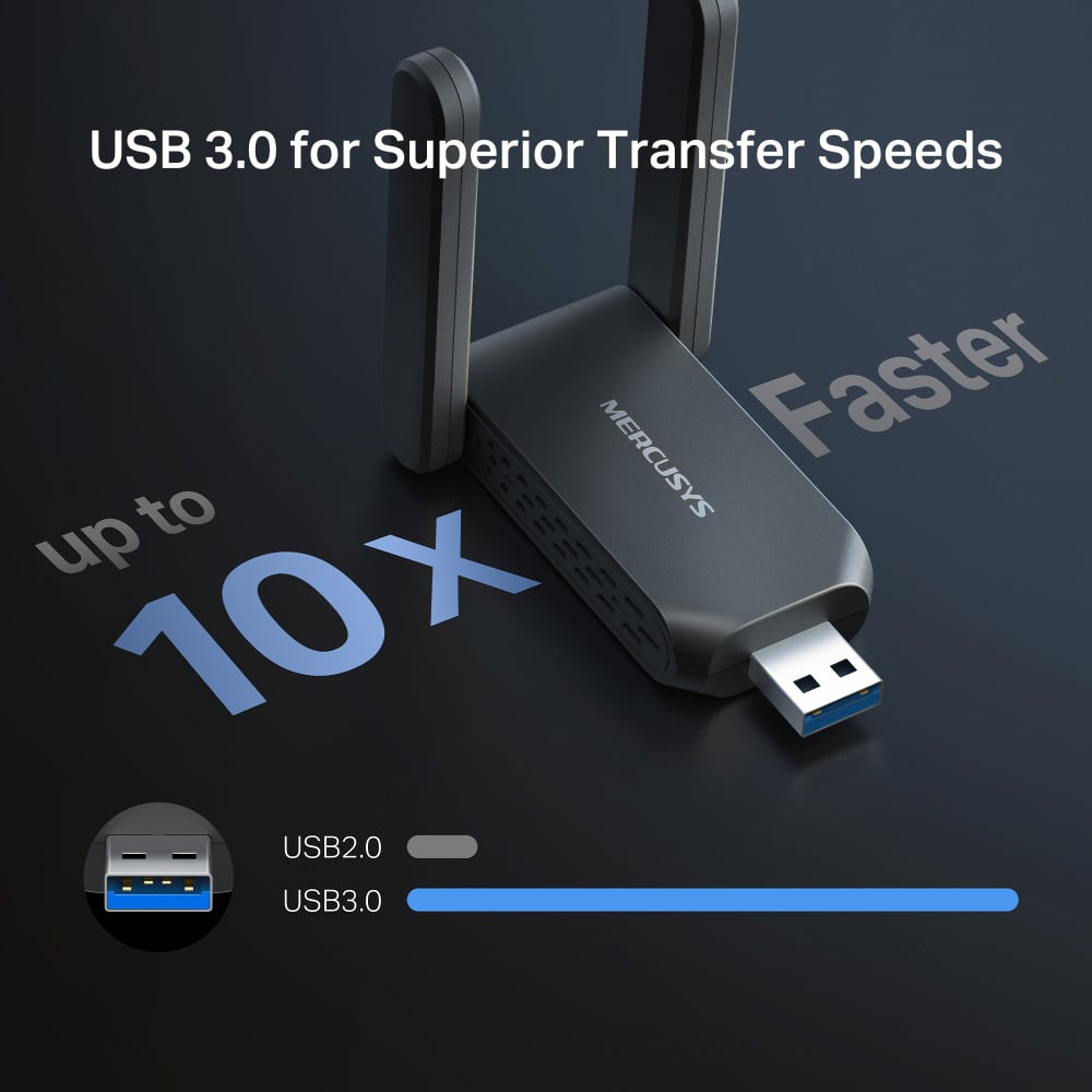 MERCUSYS ασύρματος USB αντάπτορας δικτύου MA37BEH, BE6500, Tri-Band, V1.0 - Image 8