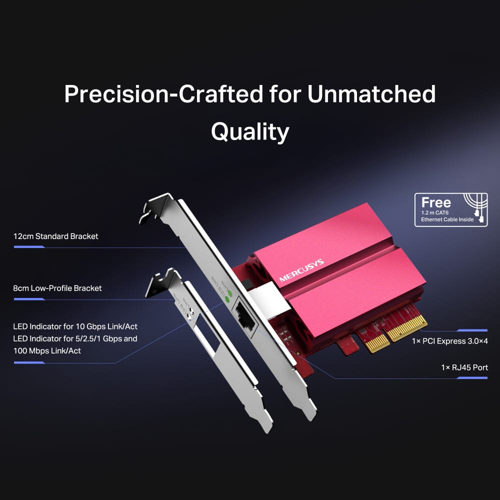 MERCUSYS κάρτα επέκτασης δικτύου PCIe σε RJ45 MA510E, 10Gbps, V1.0 - Image 7