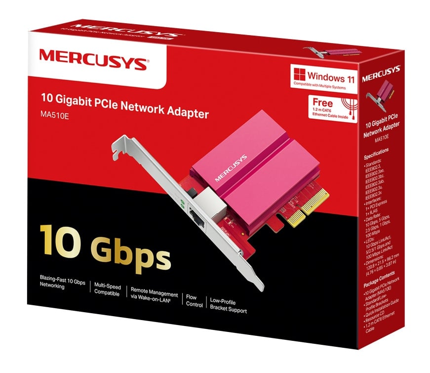MERCUSYS κάρτα επέκτασης δικτύου PCIe σε RJ45 MA510E, 10Gbps, V1.0 - Image 9