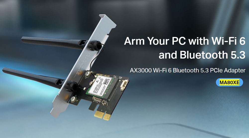 MERCUSYS κάρτα δικτύου WiFi 6 & Bluetooth MA80XE, 3000Mbps AX3000, PCIe, V2.0 - Image 2
