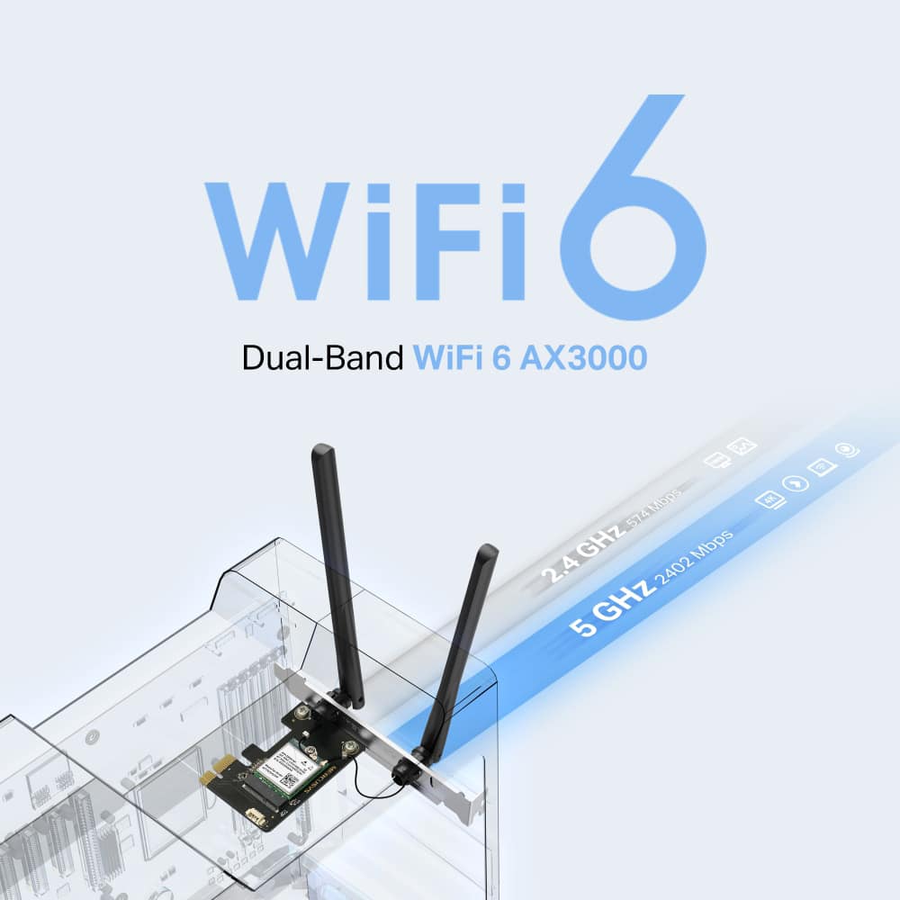 MERCUSYS κάρτα δικτύου WiFi 6 & Bluetooth MA80XE, 3000Mbps AX3000, PCIe, V2.0 - Image 4