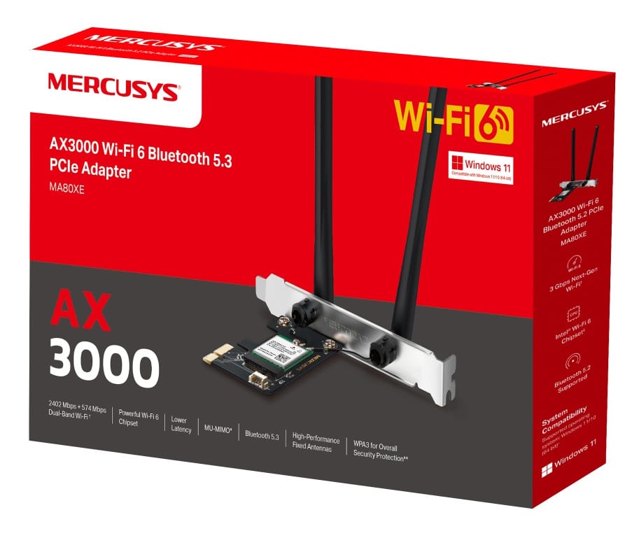 MERCUSYS κάρτα δικτύου WiFi 6 & Bluetooth MA80XE, 3000Mbps AX3000, PCIe, V2.0 - Image 7