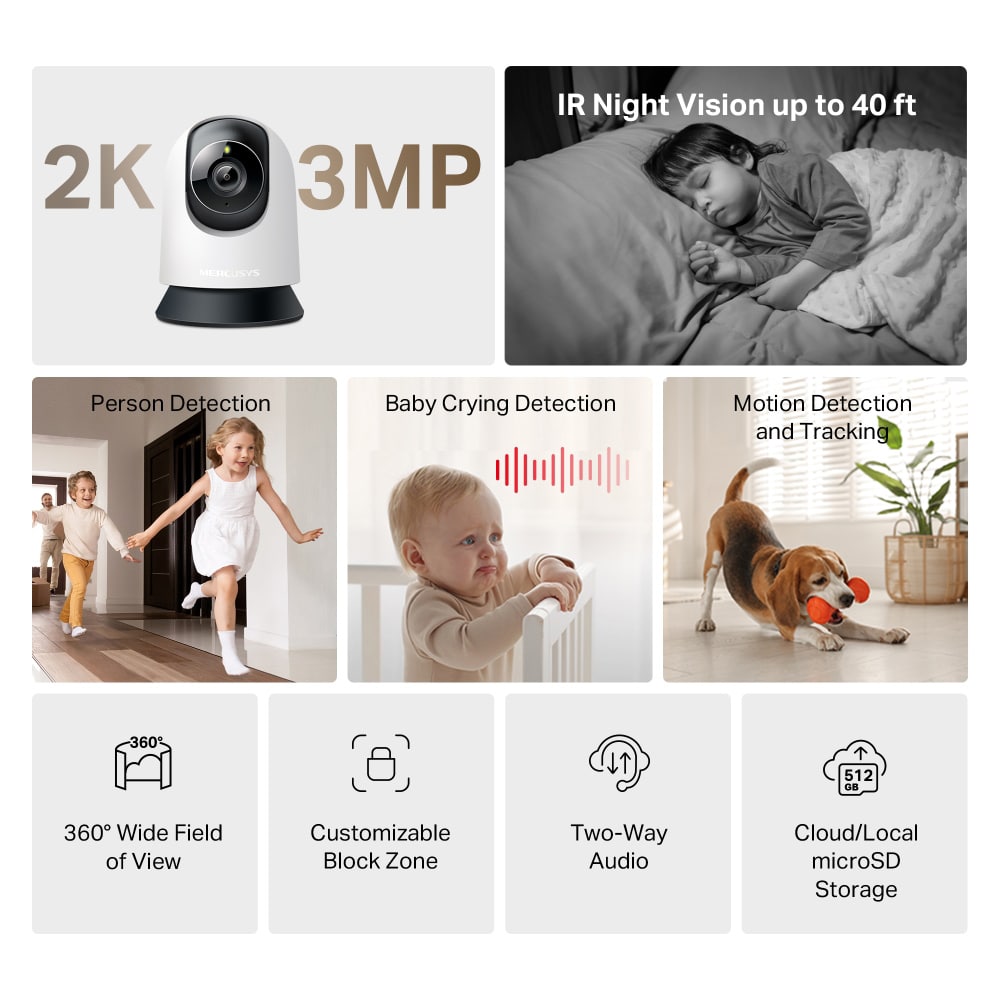 MERCUSYS smart κάμερα MC210, 2K/3MP, WiFi, PTZ, SD, EU/1.0 - Image 3