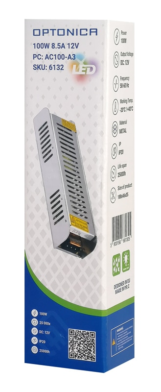OPTONICA τροφοδοτικό LED καλωδιοταινίας 6132, 100W, 12V/8.5A - Image 3