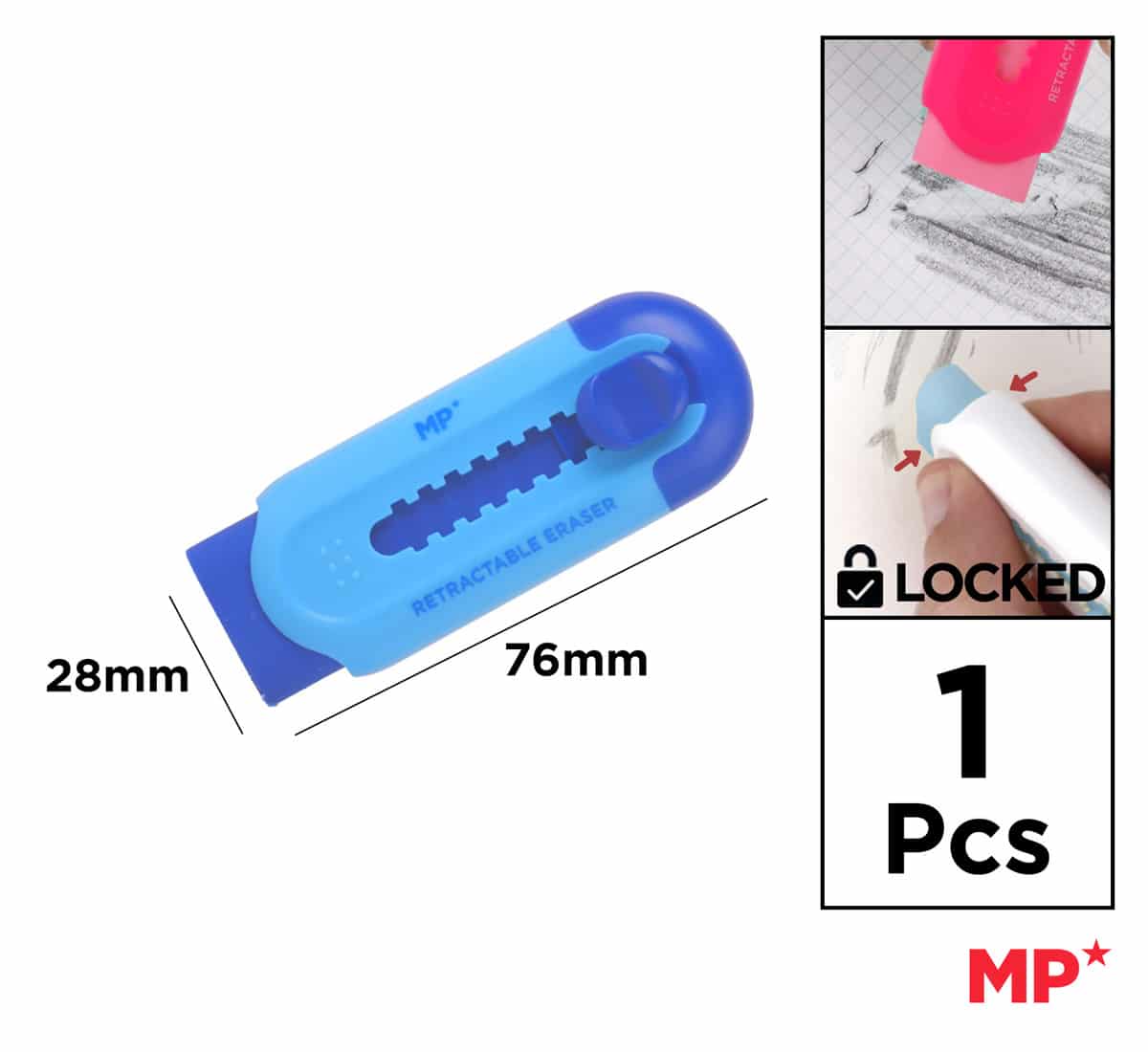 MP πτυσσόμενη γόμα για μολύβι PA1100-1, μπλε - Image 2