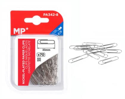 MP συνδετήρες PA342-8, μεταλλικοί, 33mm, ασημί, 70τμχ