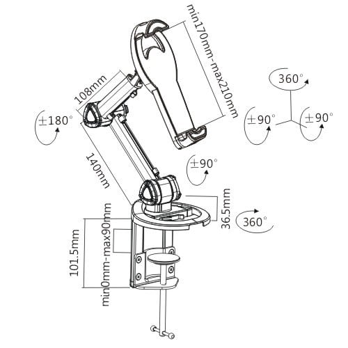 BRATECK βάση γραφείου PAD18-02 για tablet 7-10.4", γκρι - Image 4