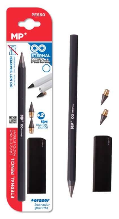 MP eternal μεταλλικό μολύβι PE560 με γόμα & 2x ανταλλακτικές μύτες, μαύρο