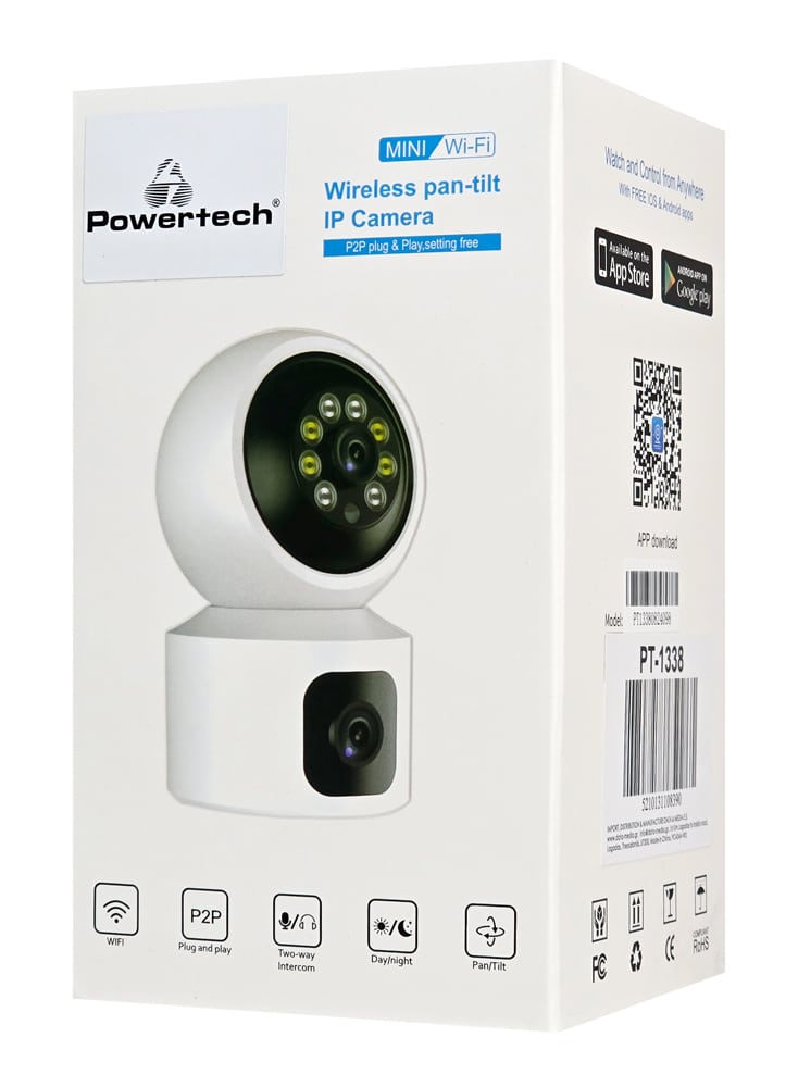 POWERTECH smart κάμερα PT-1338, 2MP, dual lens, WiFi, PTZ, SD - Image 5