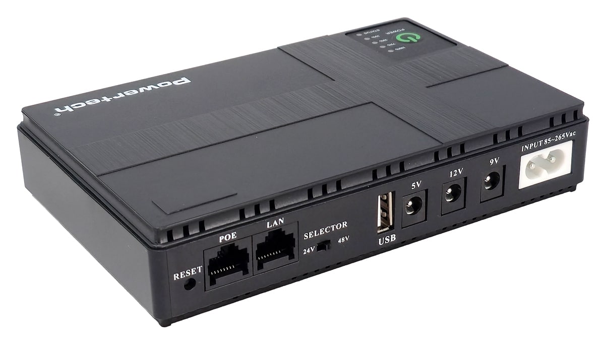 POWERTECH Mini DC UPS PT-1435, 36W, 10400mAh, 3x DC, USB/LAN/POE, μαύρο - Image 3
