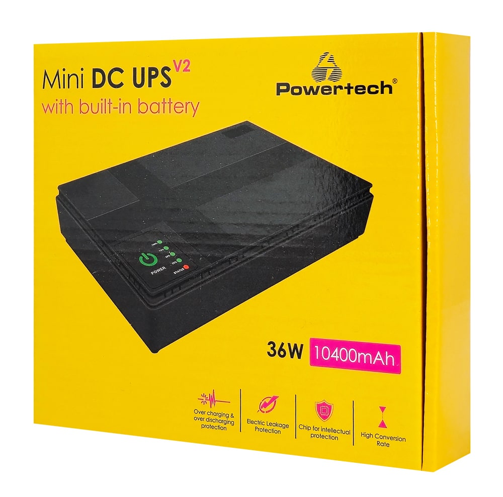POWERTECH Mini DC UPS PT-1435, 36W, 10400mAh, 3x DC, USB/LAN/POE, μαύρο - Image 4