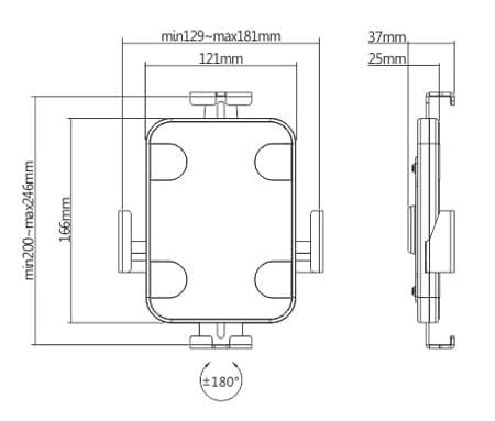 POWERTECH επιτοίχια βάση tablet PT-1447, αντικλεπτική, 7.9-11", μαύρη - Image 6