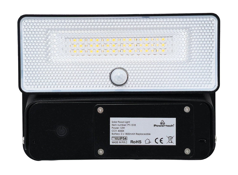 POWERTECH LED ηλιακό φωτιστικό PT-1518 με αισθητήρα κίνησης, 12W, 3600mAh, μαύρο - Image 3
