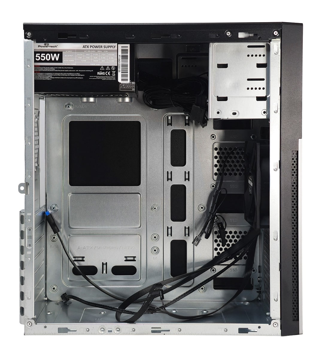 POWERTECH PC Case PT-1563 με 550W PSU, ATX Midi, 376.6x175x408.5mm, μαύρο - Image 2