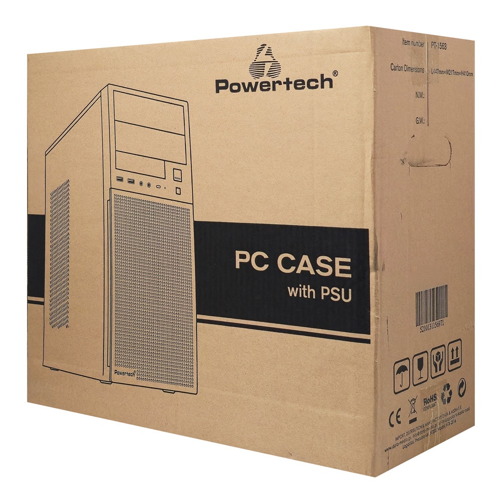 POWERTECH PC Case PT-1563 με 550W PSU, ATX Midi, 376.6x175x408.5mm, μαύρο - Image 7