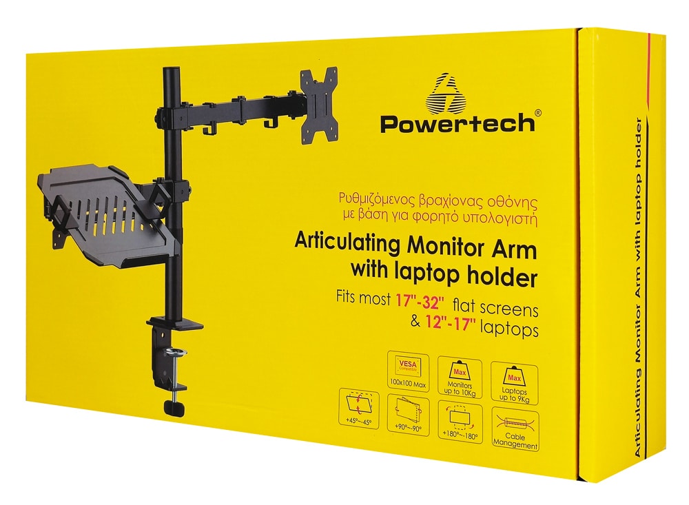 POWERTECH βάση γραφείου οθόνης & laptop PT-1569, 17-32", έως 10kg - Image 7