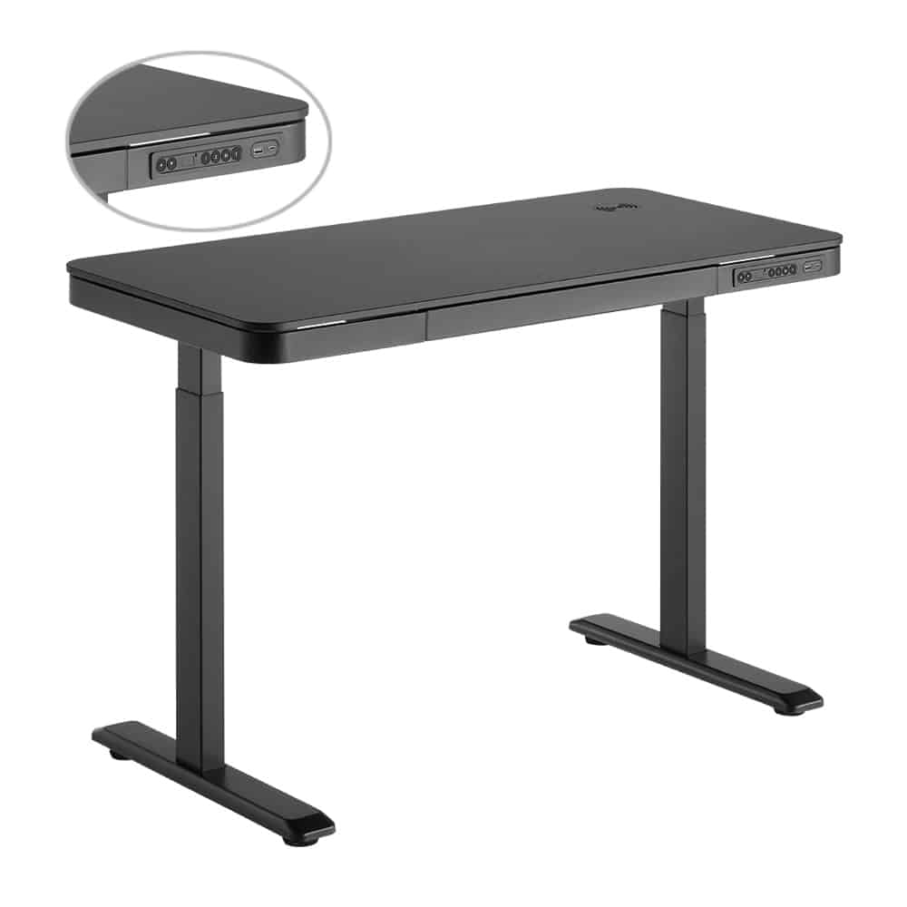 BRATECK ηλεκτρικό γραφείο S08-22DSWW με συρτάρι, 118x60x72~120cm, μαύρο - Image 6