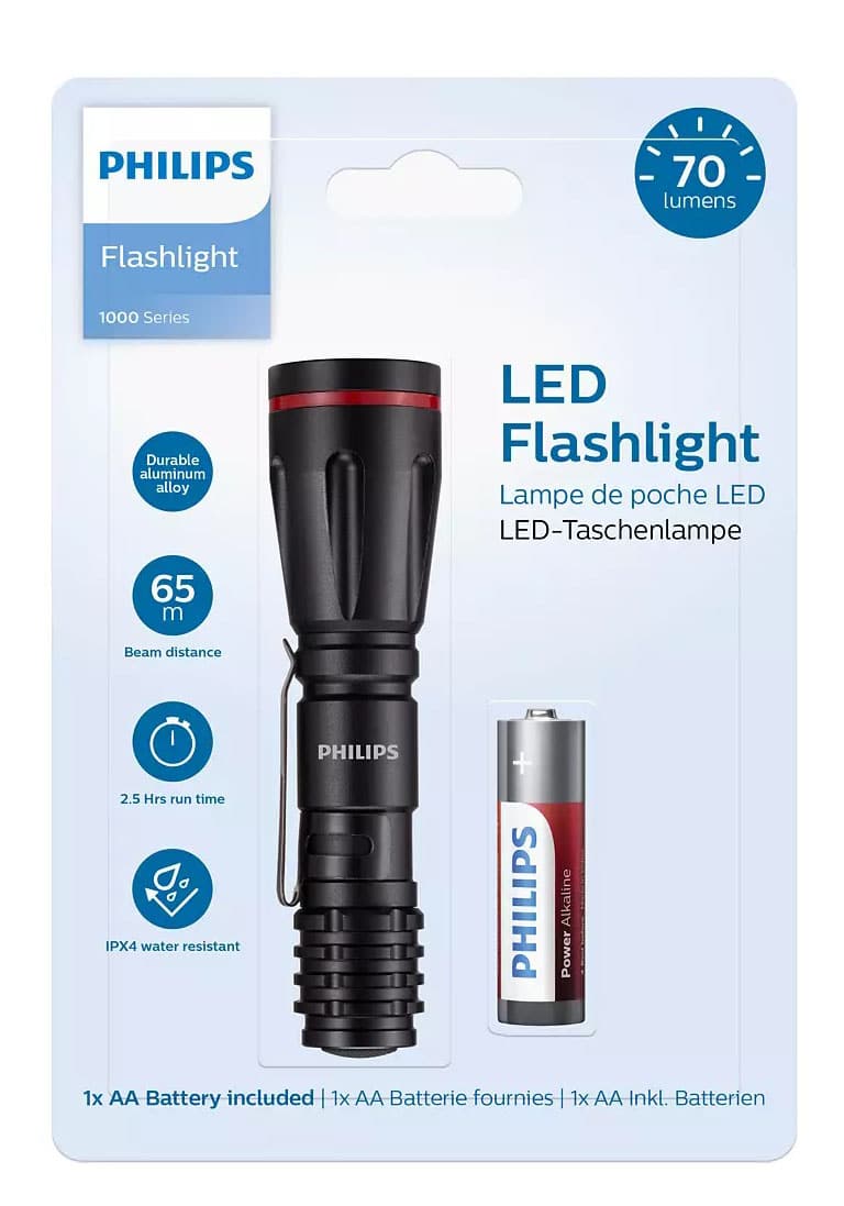PHILIPS φορητός φακός LED SFL1000P-10, 1000 series, 70lm, μαύρος - Image 2