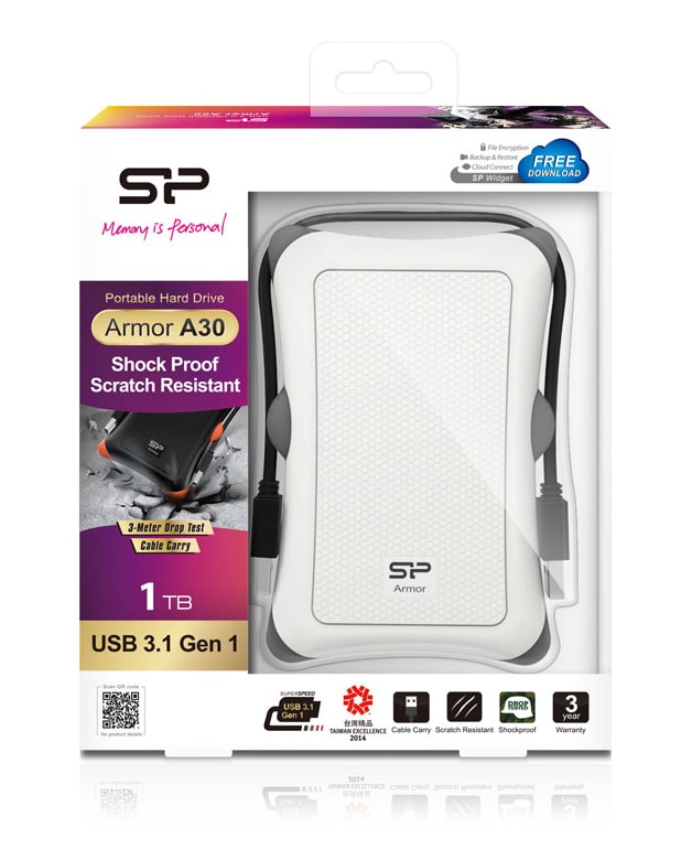 SILICON POWER εξωτερικός HDD Armor A30, 1TB, USB 3.2, λευκός - Image 3