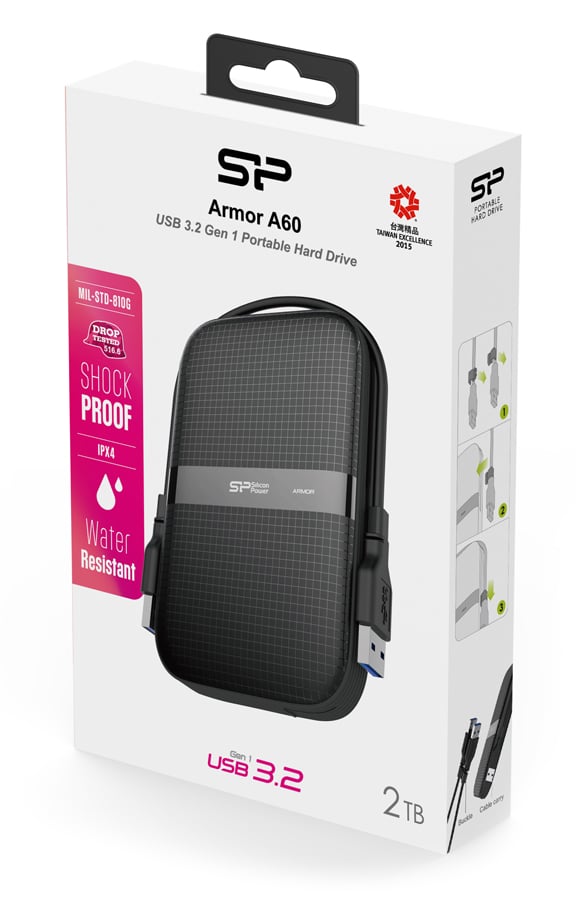 SILICON POWER εξωτερικός HDD Armor A60, 2TB, USB 3.2, μαύρος - Image 3