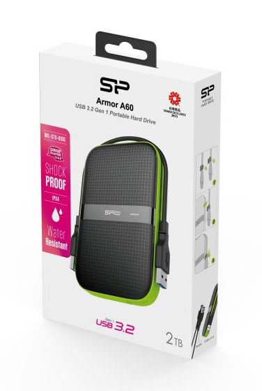 SILICON POWER εξωτερικός HDD Armor A60, 2TB, USB 3.2, πράσινος - Image 4
