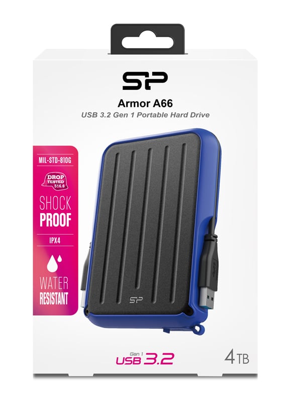 SILICON POWER εξωτερικός HDD Armor A66, 4TB, USB 3.2, μπλε - Image 4
